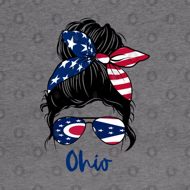 Ohio girl Messy bun , American Girl , Ohio Flag by JayD World